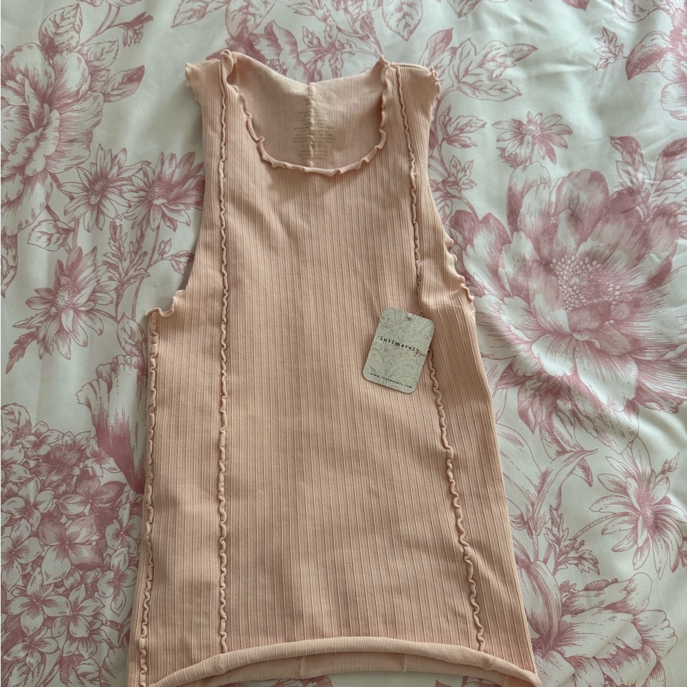 Free People Veiled Pink Ribbed Top